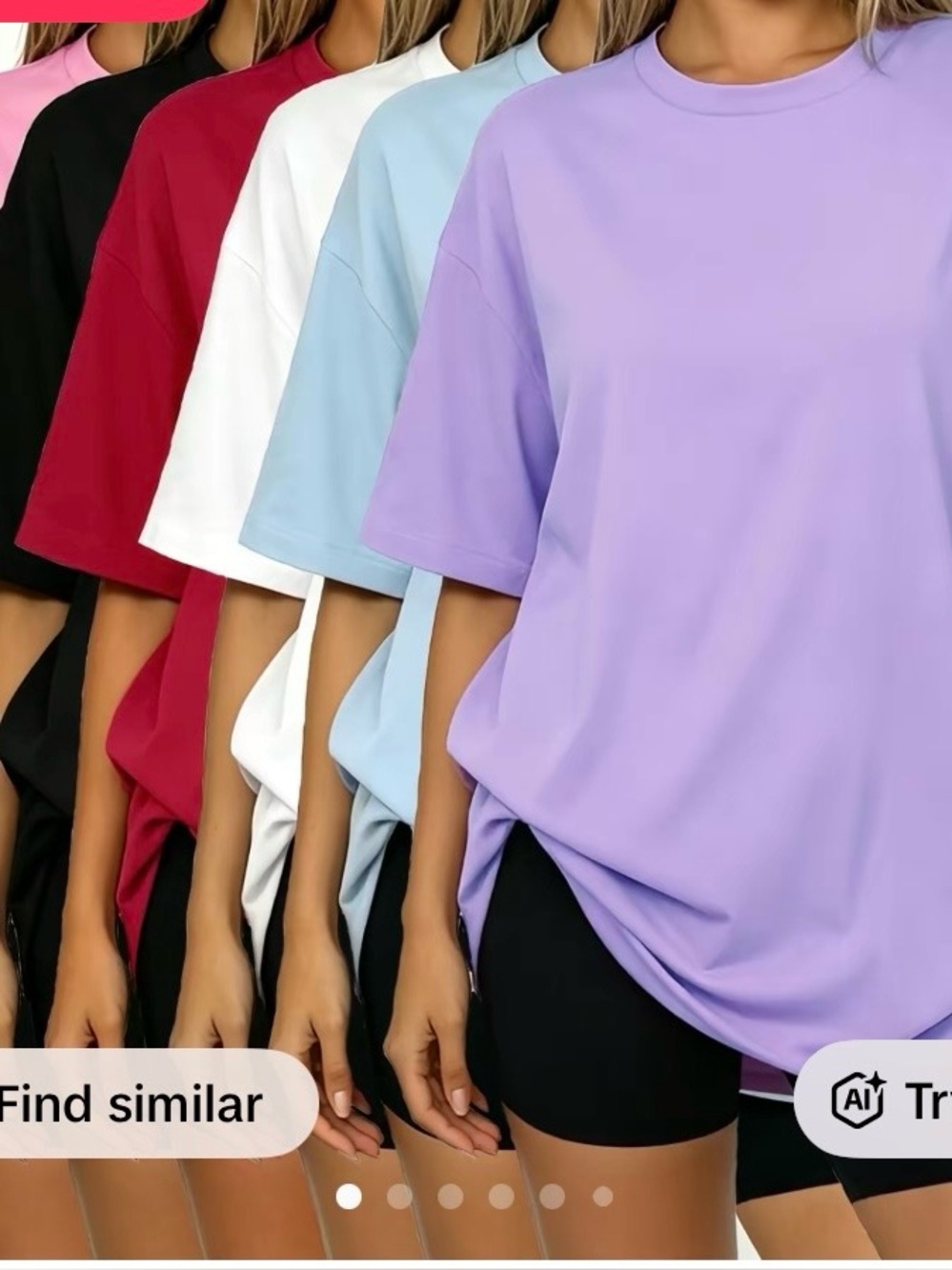 Lot 6 Women Oversized Shirt Loose Fit Crewneck Short Sleeve Plain Solid Tee Top